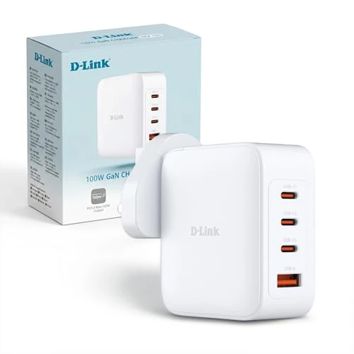 Limited-time offer: D-Link DCP-101 GaN 100W USB Charger - 4 Port Fast Power Supply with USB-C PD 3.0 & QC 4.0 - Compact for Laptop, Smartphone & Tablet - EU Plug from 53.88 £ to 53.88 £ (save 0.00%)