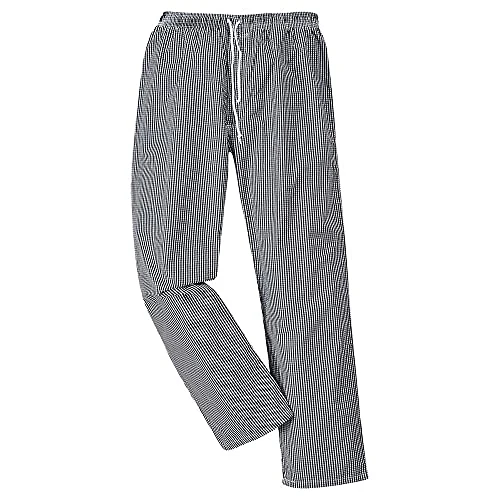 Offre limitée : Bromley Chef Pantalon Taille élastique 100% coton alimentaire Restauration de travail, Blanc/Noir, S de 25.99 EUR à 19.23 EUR (remise 26%)