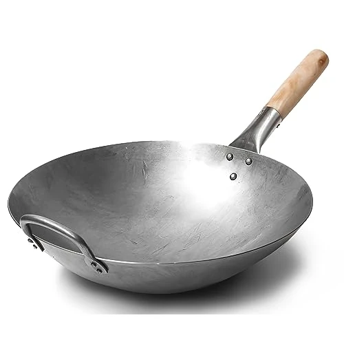 Tijdelijke aanbieding: Craft Wok 14 inch Traditionele, met de hand gehamerde, koolstofstalen pow wok met houten en stalen hulphandvat (diameter 35,6 cm, ronde bodem)/731W88 van 71.89 € naar 71.89 € (0.00% korting)