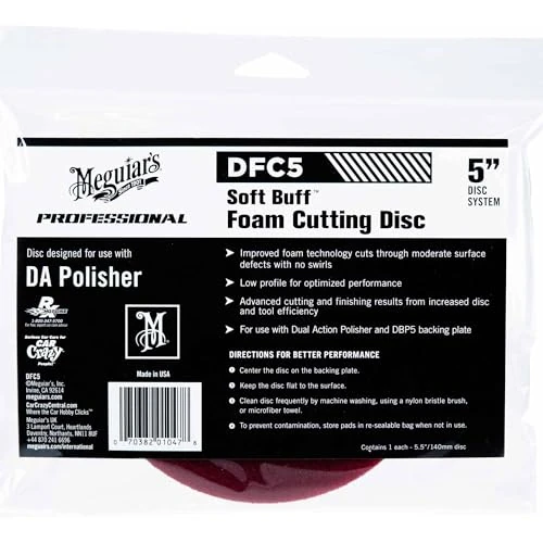 Offerta a tempo: Meguiar's 5 Inch DA Foam Cutting Disc Red, Tampone rosso per rotorbitali per paste abrasive, 127 mm - 3% da 30.93 € a 30.00 €