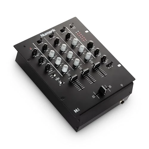 Numark M4 Mesa de Mezclas DJ de 3 Canales para Scratch, Instalable en Rack, con EQ de 3 Bandas, Entrada de Micro y Crossfader Reemplazable con Controles Inversión y Curva