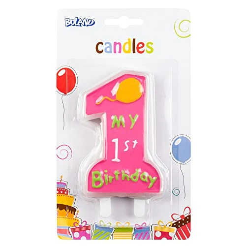 Boland Pink My 1st Birthday Candle Number 1 Candle Baby Birthday Girls Numerical Candle Number One Party