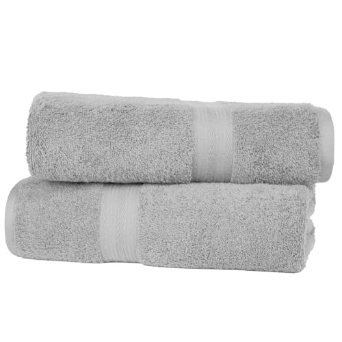 Offre limitée : Amazon Basics Drap de Bain Grande Taille - 100% Coton Anti-décoloration, Ultra Doux et Absorbant - 70 x 140 cm, Gris, Lot de 2 de 20.89 € à 20.89 € (0.00% de remise)