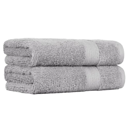 Offerta a tempo: Amazon Basics Set Asciugamani Bagno Spugna 100% Cotone Asciugamani Viso 50x100 cm, Grigio, Confezione 2 Pezzi - 30% da 13.06 € a 9.13 €