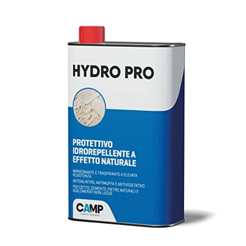 Offerta a tempo: CAMP Hydro Pro- Protettivo Idrorepellente Universale a Base Solvente, Impermeabilizzante Terrazzi, Pavimenti e Facciate ad Azione Antimuffa - Protegge i Materiali da Acqua e Umidità, Made in Italy, 1l - 31% da 22.60 € a 15.50 €