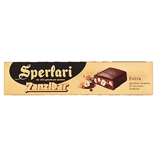 Sperlari - Touron, Zanzibar EXTRA Nougat aux Noisettes, Gianduja et au Chocolat Noir, Sans Gluten - 250 gr