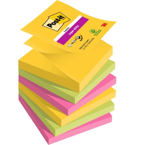 Limitiertes Angebot: Post-it Super Sticky Z-Notes, Carnival Collection, 6 Blöcke, 76 mm x 76 mm, 90 Blatt pro Block - Selbstklebende Notizzettel für Notizen, To-Do-Listen und Erinnerungen von 18.49 EUR auf 15.46 EUR (Spare 16%)