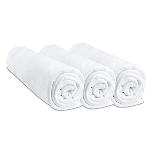 Lot de 3 Draps housse Coton pour lit Bébé 60x120 - 8 coloris disponibles (Blanc)