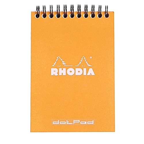 RHODIA 13503C - Notepad Bloc-Notes a Spirale (Rilegatura integrale) Orange - A6 10,5 x 14,8 cm - Puntinato DOT - 80 fogli staccabili - Carta Clairefontaine 80g/m² -COPERTINA in carta trattata morbida