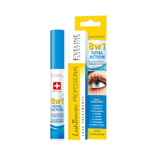 Zeitlich begrenztes Angebot: Eveline Cosmetics Total Action Wimpernserum 8in1 mit Arganöl, D-Panthenol & Hyaluron - Wimpernwachstum aktivieren, verdichten & stärken - 10 ml von 6.48 € auf 3.63 € (44% Rabatt)