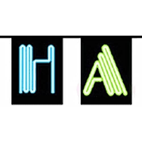 AZ FLAG Guirlande Drapeau Bonne année Néon 5 Mètres Avec 14 Fanions Happy New Year - Nouvel An De 21x14 cm - Petits Drapeaux 100% Polyester - 50g