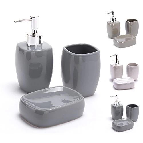 Limited-time offer: MSV Ceramic 3-Piece Set 16.5 x 7 x 7 cm Grey from 20.14 GBP to 20.14 GBP (save 0%)