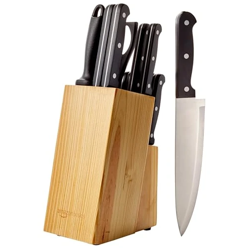 Limitiertes Angebot: Amazon Basics Messerblock Set, 14 Stück, Schwarz von 29.51 EUR auf 21.44 EUR (Spare 27%)