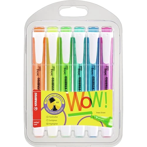 Limited-time offer: STABILO swing cool - Highlighter - Pack of 6 - Assorted Colours from 8.83 £ to 8.83 £ (save 0.00%)