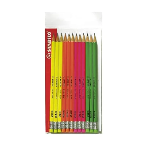Offerta a tempo: STABILO swano fluo - Matita in Grafite - con gommino - Eco Pack da 12 — 32% da 5,99 € a 4,09 €
