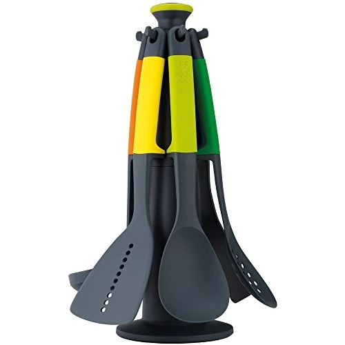 Joseph Joseph Elevate - Kitchen tools & gadgets Carousel 6-Piece Utensil Set with rotating stand, Ergonomic silicone handles, non stick head- Green, 4