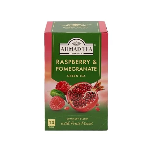Ahmad Tea Green Tea | Raspberry & Pomegranate Green Tea | 20 Teabag Sachets | 1 Pack