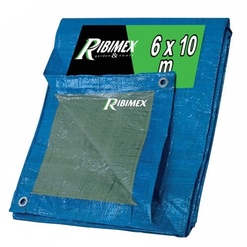 Offerta a tempo: Ribimex Telo Impermeabile da Esterno 6x10 m, in Polietilene 65 g/m² | Occhielli in Alluminio, Resistente agli Agenti Atmosferici, Ideale per Uso Domestico e Campeggio, PRB06506X10 - 17% da 35.94 € a 29.69 €