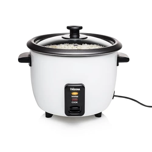 Tristar RK-6117 Rice Cooker, 0.6 litres, Keep Warm Function, 300 W, 0.6 L, 18 x 18 x 18 cm, Black, White