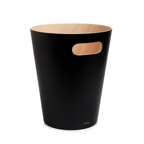 Umbra 082780-045 Woodrow Cesto de basura, Negro/Natural