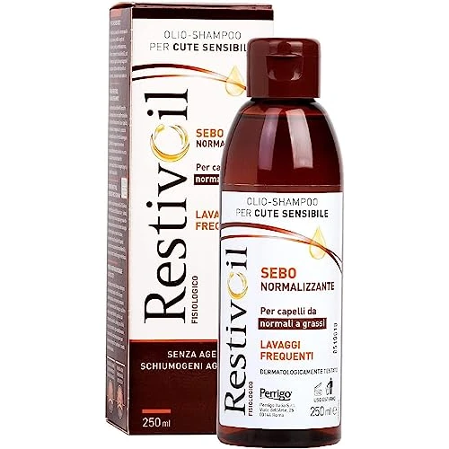 Restivoil Fisiológico sebonormalizante aceite champú para piel sensible y para cabello normal y graso sin agentes espumantes ni agresivos, 250 ml