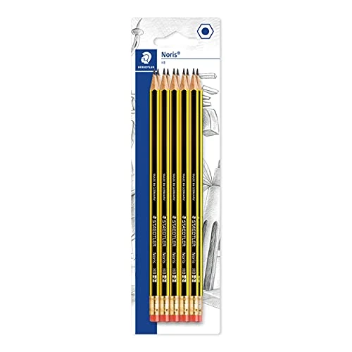 Offre limitee: Staedtler Noris 122, Crayons graphites extrêmement résistants avec embout gomme, Étui blister avec 10 crayons HB 2 mm, Pour écriture, dessin et croquis, 122-2BK3DA de 4.99 EUR a 4.99 EUR (economie 0%)