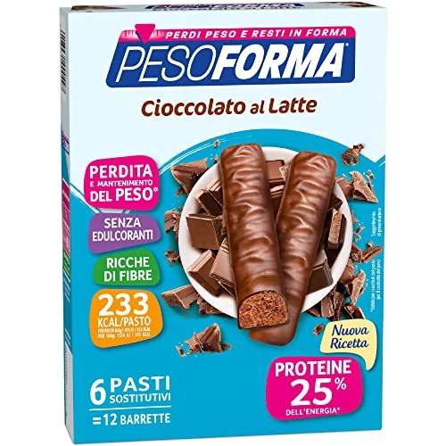 Offerta a tempo: Pesoforma - Barrette Cioccolato al Latte - Pasti Sostitutivi Dimagranti - 12 Barrette — 50% da 12,40 € a 6,21 €