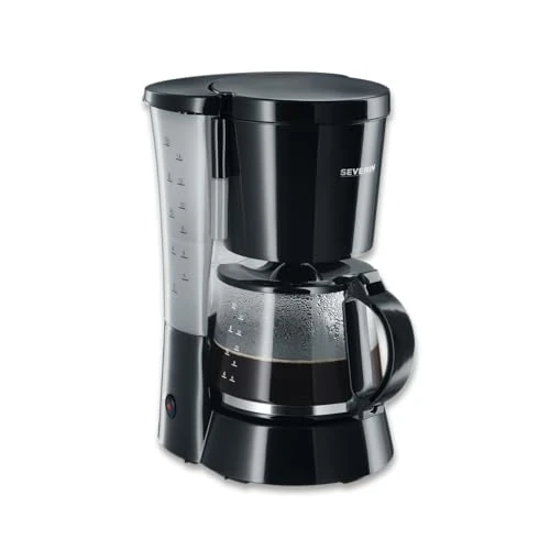 SEVERIN filterkoffiezetapparaat met glazen kan, koffiezetapparaat voor maximaal 10 kopjes per kan, voor aromatisch koffiegenot, eenvoudige bediening, met warmhoudplaat, zwart, KA 4479