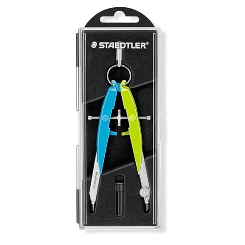Zeitlich begrenztes Angebot: STAEDTLER Zirkel Mars Comfort, Geometriezirkel mit Spindelführung, Rundfederkopf und Mitteltriebspindel, präzise, Etui mit Klappdeckel und Minendose, neon blau-grün, 556 00-N1 von 19.50 € auf 11.99 € (39% Rabatt)