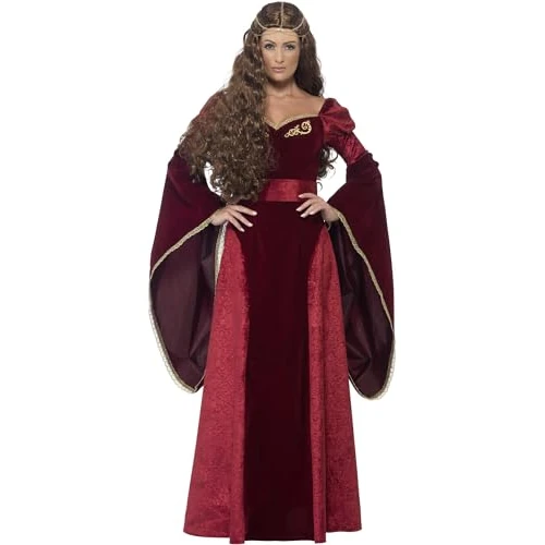 Oferta limitada: Smiffys Disfraz de reina medieval de lujo, Rojo, con vestido, cinturón y adorno para la cabeza Halloween, Carnaval de 47.99 EUR a 45.96 EUR (ahorro 4%)