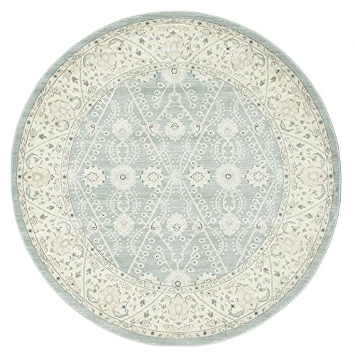 Offerta a tempo: RugVista Ziegler Madison, Tappeto, / Kazak, Ø 200 cm, Rotonda, Pelo medio, Soggiorno, Sala da pranzo, Camera letto, Lavabile solo a secco, oeko_tex_100, Chiaro Blu Bianco crema Beige — 19% da 256,00 € a 208,00 €