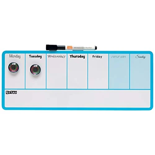 Offerta a tempo: Nobo Mini Lavagna / Agenda Settimanale Magnetica Montabile su Parete / Frigorifero, Design a 2 Toni, Clip per Pennarello Integrata, 1 x Pennarello, Cancellabile a Secco, 360 mm x 140 mm, Blu - 0.00% da 18.54 € a 18.54 €