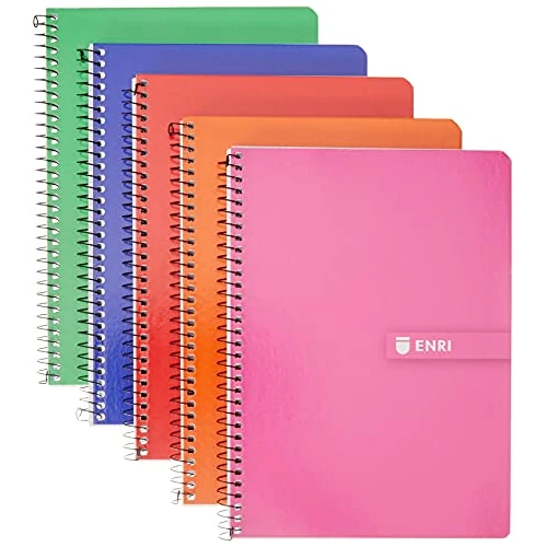 Enri 100430081 spiral notebooks, hardcover, A5- Pack of 5