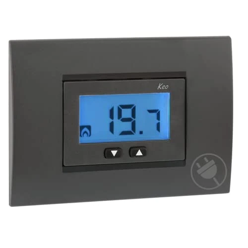 Offerta a tempo: VEMER VE558300 KEO-A LCD - Termostato da Incasso Elettronico con Display LCD, Alimentazione 230V, Grigio Antracite e Bianco - 23% da 54.90 € a 42.33 €