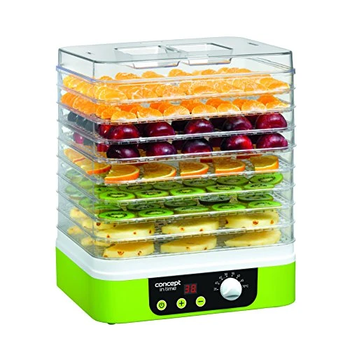 Offerta a tempo: Concept Elettrodomestici SO1060 Essiccatore per Frutta, 9 Scomparti, 240 V, 260 W, 46 dB, Verde - 34% da 72.90 € a 47.84 €