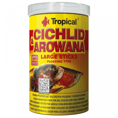Offerta a tempo: Tropical Cichlid&AROWANA Large Sticks 250ml / 75g - Mangime per intensificare i Colori di Grandi ciclidi e di arowana Adulti - 27% da 11.77 € a 8.64 €