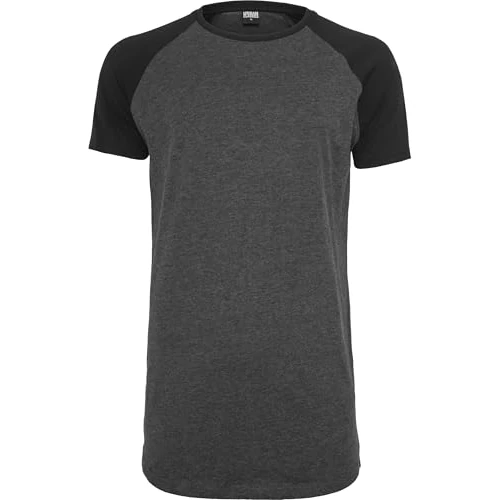 Urban Classics Herren Regular Fit T-Shirt Shaped Raglan Long Tee TB966, Gr. Small, Mehrfarbig (cha/blk 314)