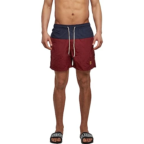 Limited-time offer: Urban Classics Men's Block Swim Shorts Trunks, Nvy/Burgundy, L from 12.87 GBP to 12.87 GBP (save 0%)