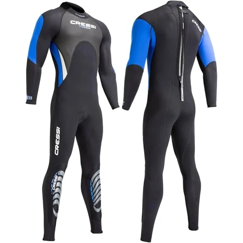 Cressi Morea Man Monopiece Wetsuit 3mm Traje de Buceo Neopreno para los Hombres, Negro/Azul/Plata, XL/5