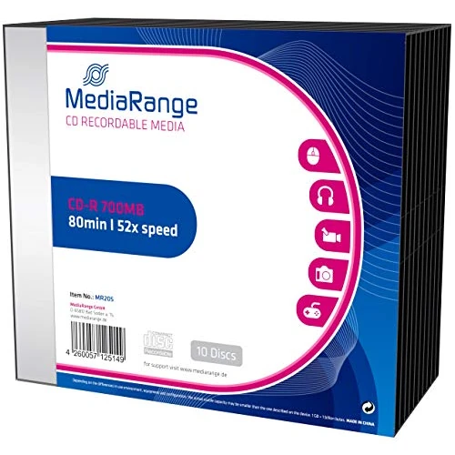 Tijdelijke aanbieding: MediaRange MR205 rauwtes en opslagmedia CD-R 700MB/80min 52x speed, Slimcase Pack 10 van 11.51 EUR naar 11.51 EUR (korting 0%)