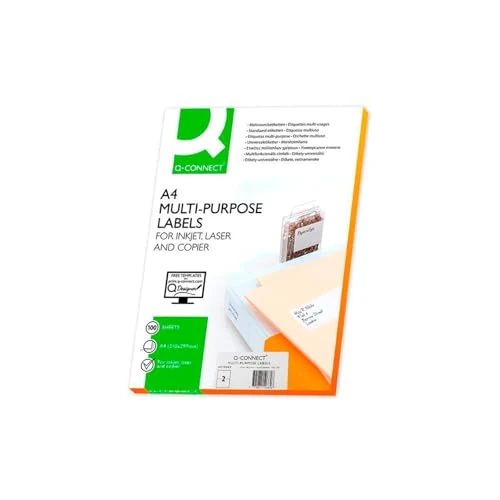 Offerta a tempo: Etichette universali Q-Connect bianco 210x148,5 mm - 2 etichette per foglio - 200 etichette - conf. da 100 fogli - KF10662 - 0.00% da 11.48 € a 11.48 €