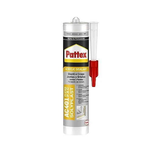 Offerta a tempo: Pattex Sigillante Silicone Acrilico AC 401 Flexo Pac, per Giunti e Crepe, Davanzali, Porte, Battiscopa, Indore, Sigillature per Interni ed Esterni, Sigillante Grigio, Cartuccia da 300ml - -25.25% da 5.98 € a 7.49 €