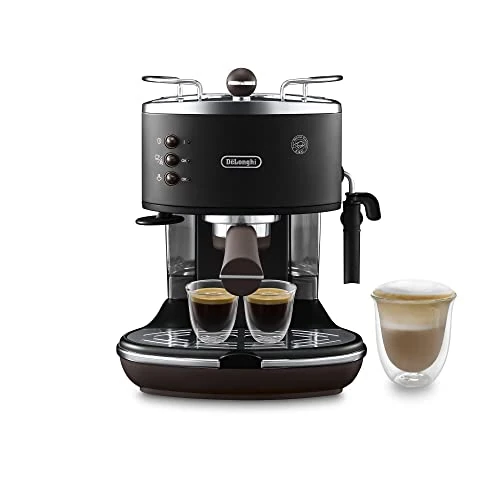 Limitiertes Angebot: De'Longhi Icona Vintage ECOV 311.BK – Espresso Siebträgermaschine im RetroLook, Espressomaschine mit manuellem Milchaufschäumer, für Kaffeepulver oder ESE Pads, 1,4 l Wassertank, schwarz von 146.24 EUR auf 146.24 EUR (Spare 0%)