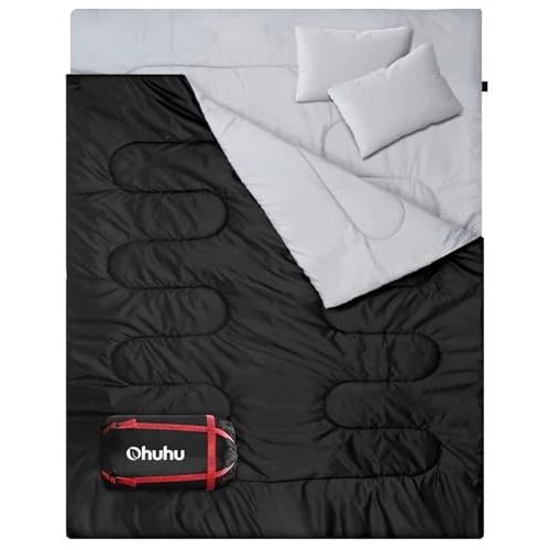 Offerta a tempo: Ohuhu Sacco a Pelo Matrimoniale 220×150 cm, Sacco a Pelo Doppio 3 Stagioni | con 2 Cuscini,Leggero e Portatile con Custodia, Temperatura 7-20 °C,2,75kg - 33% da 59.99 € a 39.99 €