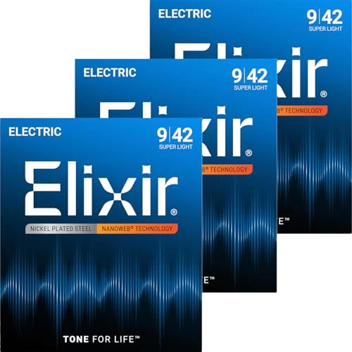 Offerta a tempo: Elixir Set di 3 corde per chitarra elettrica NANOWEB Super Light .009-.042 #12002 - 73.8% da 50.49 € a 13.23 €