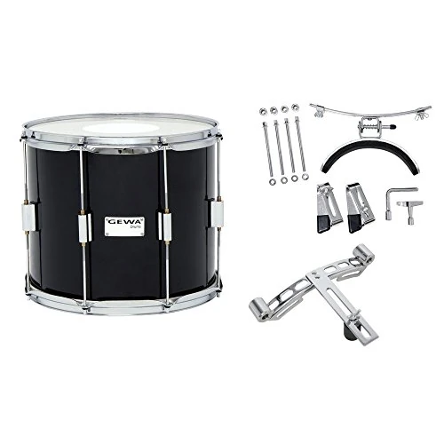 Offerta a tempo: GEWA tamburo da marcia/tamburo tenore, fusto in betulla nero, 14 x 10", 8 tiranti, pelli Remo USA, incl. piastra forata e supporto per ginocchio - 73% da 312.00 € a 85.12 €
