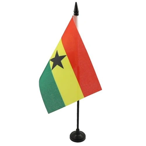 Limited-time offer: AZ FLAG - Ghana Table Flag 4'' x 6'' - Ghanaian Office Mini Banner 100% Polyester 15 x 10 cm - Mini Desk Flag with 10'' Pole and Black Plastic Base from 6.75 £ to 6.75 £ (save 0.00%)