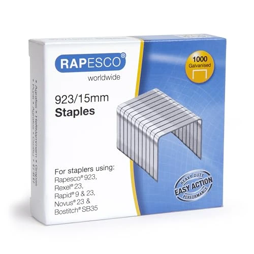 Oferta limitada: Rapesco 1239 Grapas Galvanizadas Profesionales 923/15 mm, Caja de 1000 de 3.49 € a 3.49 € (ahorro 0.00%)