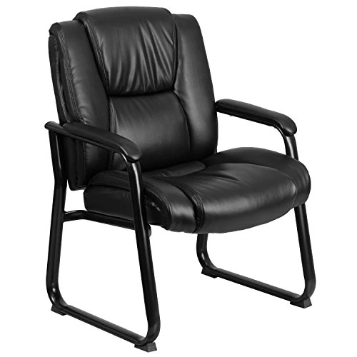 Offerta a tempo: Flash Furniture Sedia direzionale girevole Hercules Serie Big & Tall, 227 kg, sedia reception con imbottitura a ciuffi, ecopelle, base a slitta, in metallo, nero, set da 1 pezzo - 0.00% da 69.83 € a 69.83 €