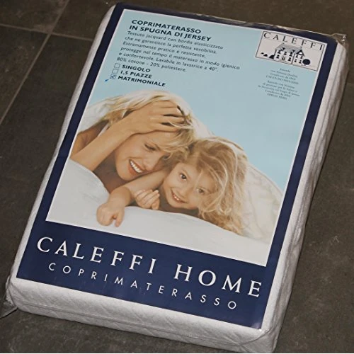 Caleffi - Coprimaterasso Matrimoniale 180x200 Cotone e Jersey Fresco Morbido Traspirante, Lenzuolo con Angoli Matrimoniale Sotto Elasticizzati Aderenti, Copri Materasso Lavabile 40°C con Angolo 25 cm
